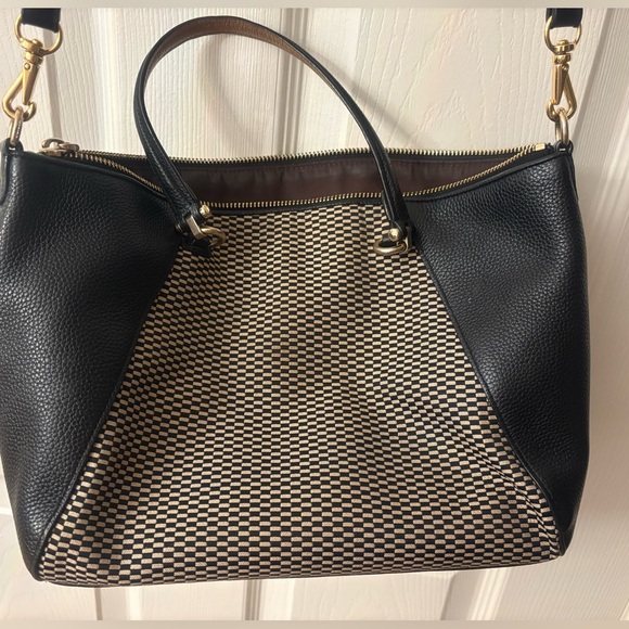 Coach Black and Cream Checkered Satchel - Picture 6 of 7